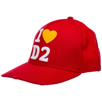 Shop Dsquared2 I Love D2 Baseball Cap In Rosso