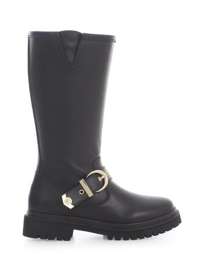 Shop Versace Jeans Couture Leather High Boots In Nero