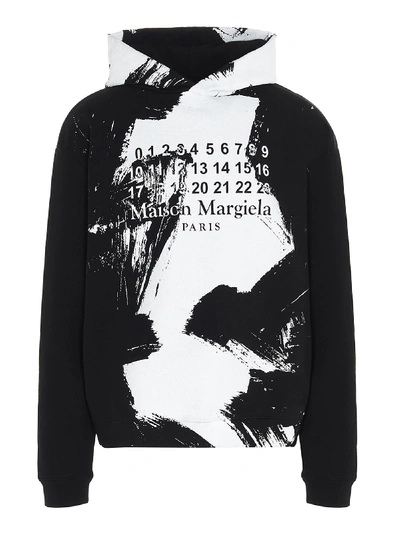 Shop Maison Margiela Diagonal Hoodie In Nero Bianco