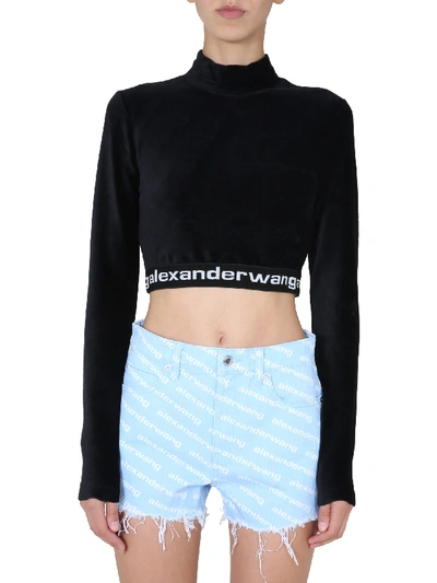 Shop Alexander Wang T Cropped Sweatshirt In Nero