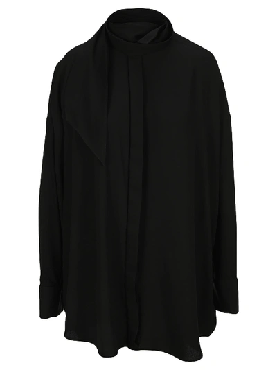 Shop Balenciaga Tuxedo Scarf Shirt In Black