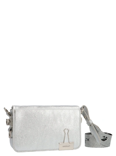 Shop Off-white Binder Clip Crossbody Bag In Silver