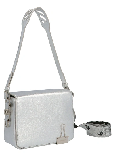 Shop Off-white Clip Detailed Shoulder Bag In Silver