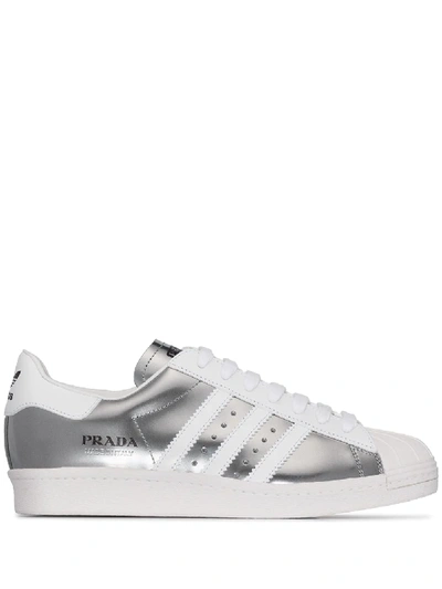 Shop Adidas Originals X Prada Superstar Low Top Sneakers In Grey