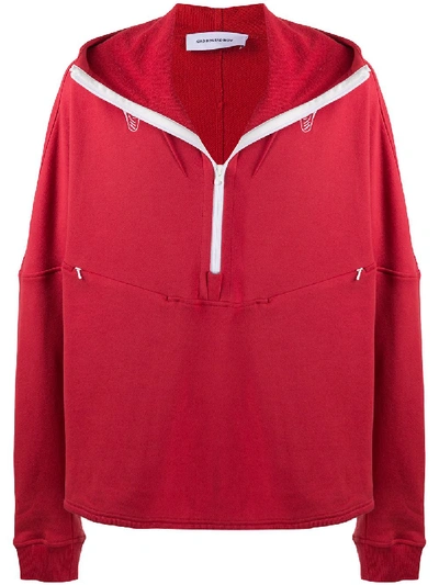 Shop Kiko Kostadinov Brinda Half-zip Hooded Sweatshirt In Red