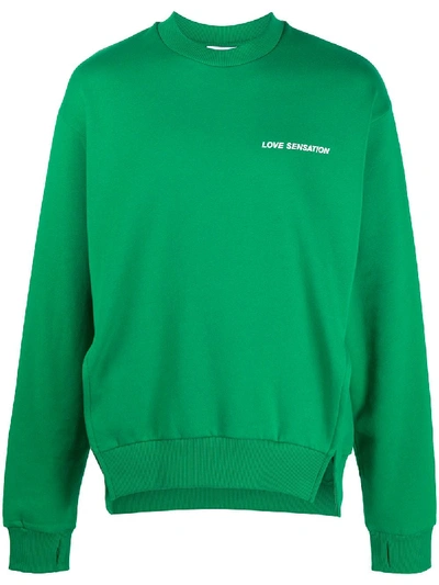Shop Honey Fucking Dijon Logo Print Long-sleeved Sweatshirt In Green