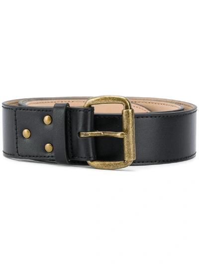 Shop Acne Studios Debossed-logo Leather Belt In Black