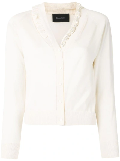 Shop Simone Rocha Ruffled V-neck Cardigan In White