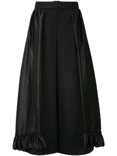 Shop Simone Rocha Ruffled Wide-leg Trousers In Black