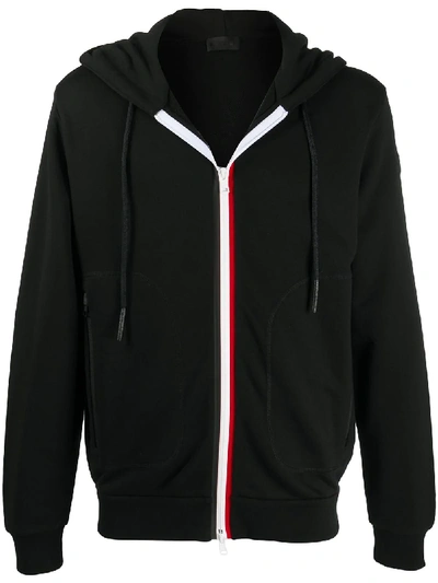 Shop Moncler Striped Zip-fastening Hoodie In Black