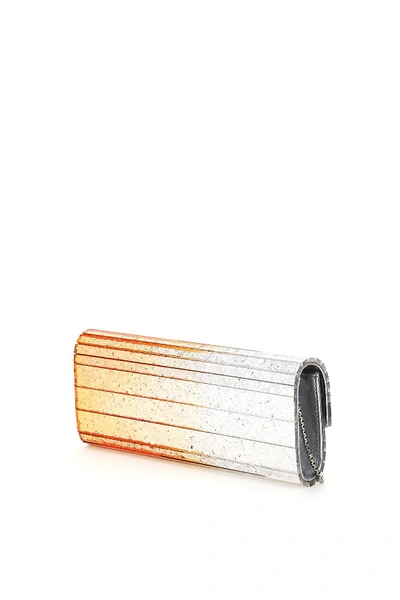Shop Jimmy Choo Sweetie Clutch Dynamic Glitter Acrylic In Silver,orange