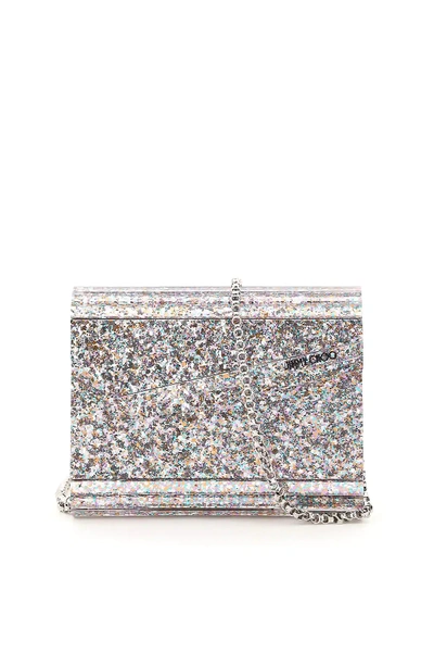 Shop Jimmy Choo Multicolor Glitter Acrylic Candy Clutch In Silver,pink,white