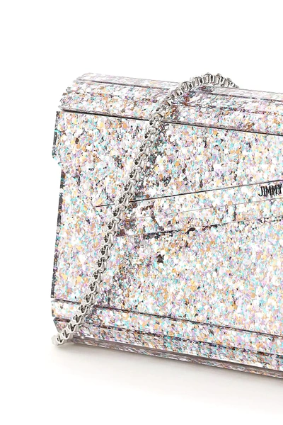 Shop Jimmy Choo Multicolor Glitter Acrylic Candy Clutch In Silver,pink,white