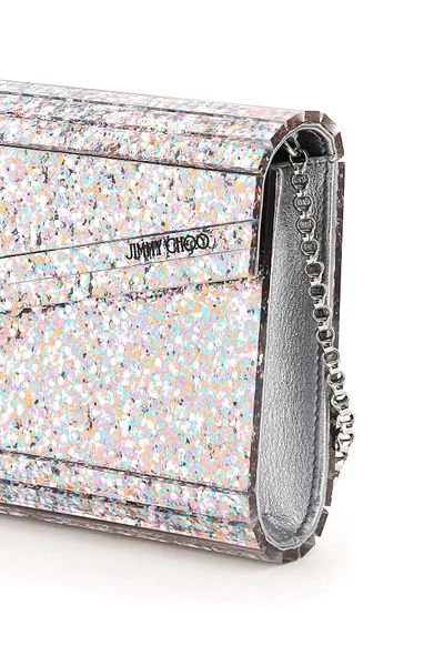 Shop Jimmy Choo Multicolor Glitter Acrylic Candy Clutch In Silver,pink,white