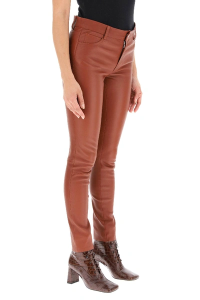 Shop Drome Stretch Nappa Trousers In Brown
