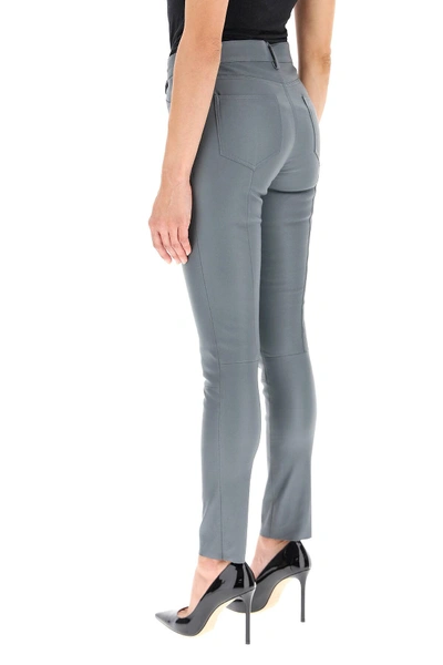 Shop Drome Stretch Nappa Trousers In Grey