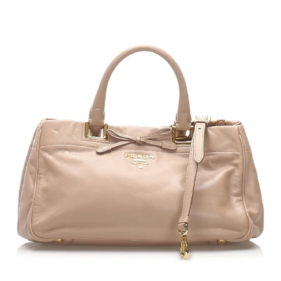 Shop Prada Glace Calf Leather Satchel In Pink