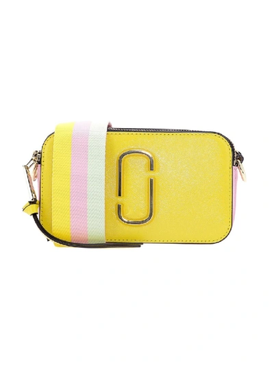 Shop Marc Jacobs The Snapshot Yellow Leather Shoulder Bag