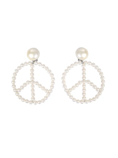 Shop Moschino White Other Materials Earrings In Not Applicable