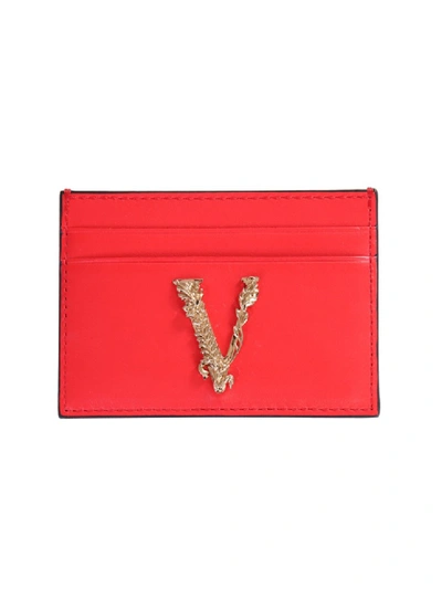 Shop Versace Red Leather Card Holder