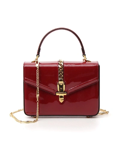 Shop Gucci Sylvie Red Leather Shoulder Bag