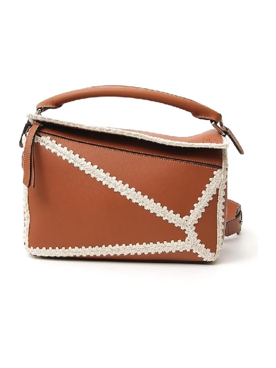 Shop Loewe Puzzle Brown Leather Shoulder Bag