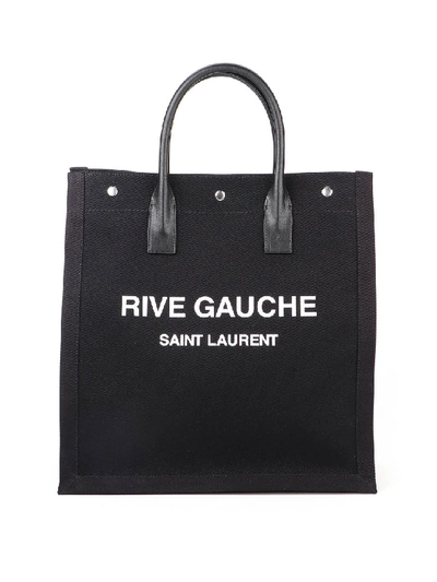 Shop Saint Laurent Rive Gauche Black Fabric Tote