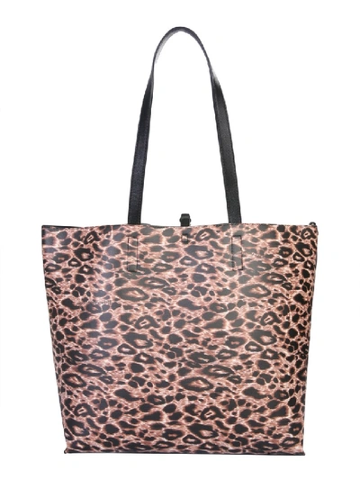 Shop Versace Jeans Couture Reversible Leopard Polyurethane Tote In Brown