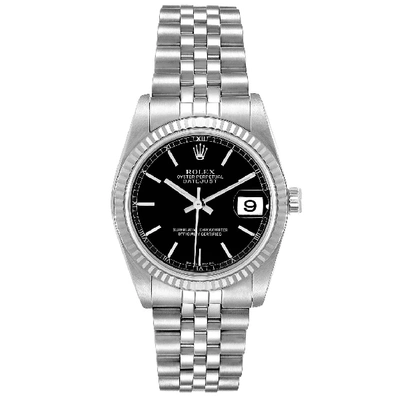 Shop Rolex Datejust Midsize Steel White Gold Black Dial Ladies Watch 78274 In Not Applicable