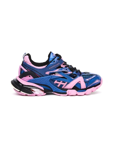 Shop Balenciaga Blue & Pink Track 2 Sneakers