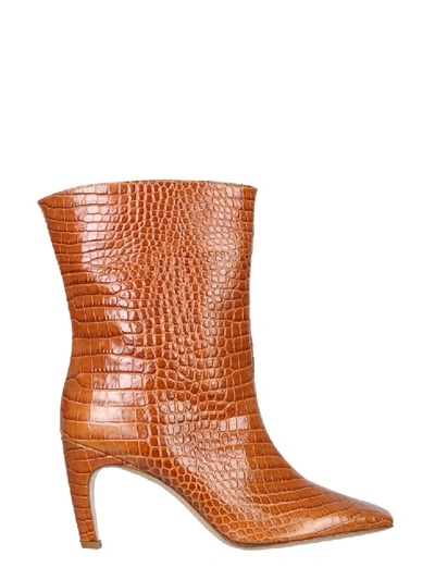Shop Gia Couture Atena Brown Leather Ankle Boots