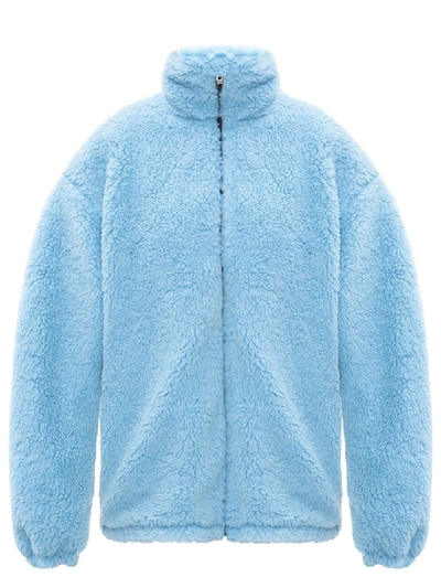 Shop Balenciaga Oversized Light Blue Fleece Zip-up Jacket