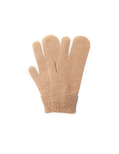 Shop Maison Margiela Beige Wool & Cashmere Gloves In Brown