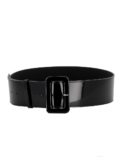 Shop P.a.r.o.s.h Moonbelt Black Patent Leather Belt