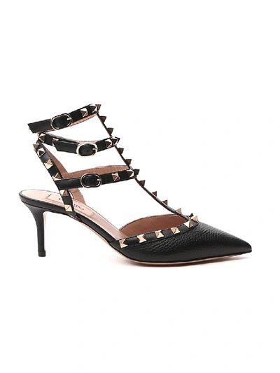 Shop Valentino Rockstud Black Leather Sandals