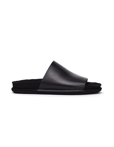 Shop Ann Demeulemeester Black Leather Slippers