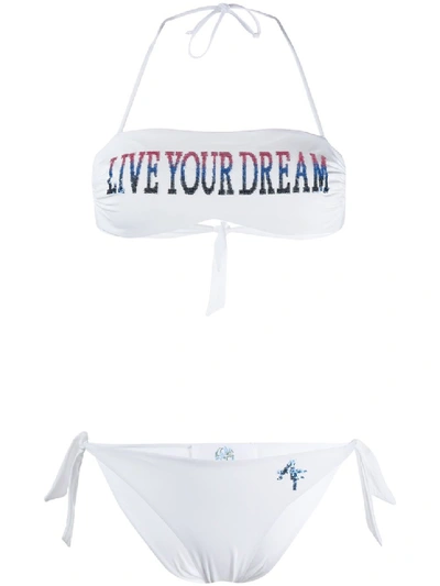 Shop Alberta Ferretti White Nylon Bikini