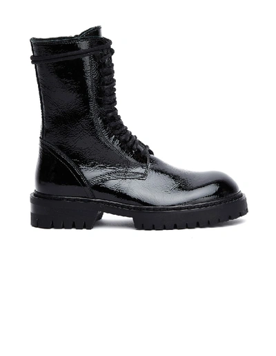 Shop Ann Demeulemeester Black Patent Leather Boots