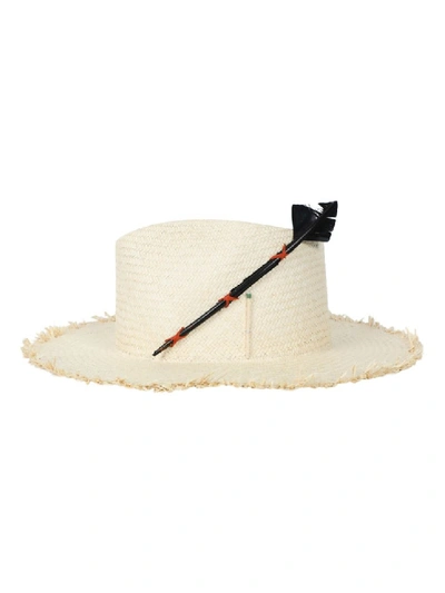 Shop Nick Fouquet Black Bird Natural Fedora Straw Hat In Neutrals
