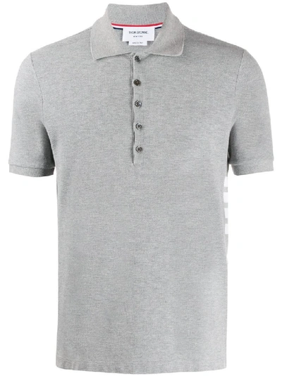 Shop Thom Browne 4-bar Short Sleeve Polo Shirt In Grey
