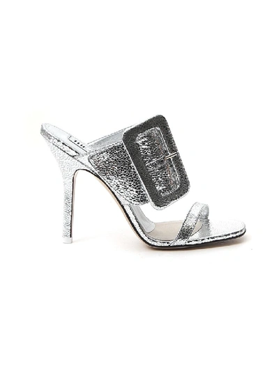 Shop Attico Silver Leather Sandals