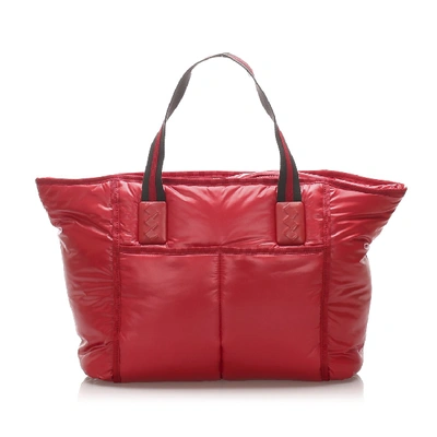 Shop Bottega Veneta Marco Polo Leather Tote Bag In Red