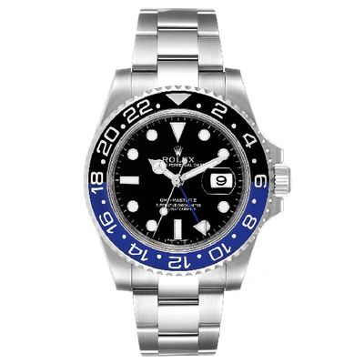 Shop Rolex Gmt Master Ii Batman Blue Black Bezel Steel Watch 116710 Box Card In Not Applicable