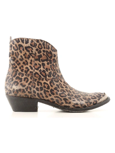 Shop Golden Goose Young Leopard Leather Ankle Boots In Brown