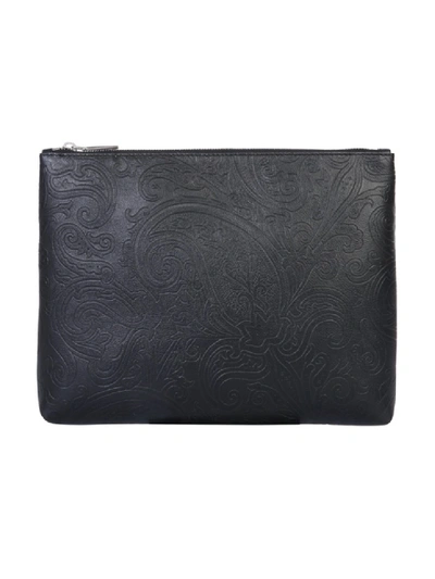 Shop Etro Black Leather Clutch