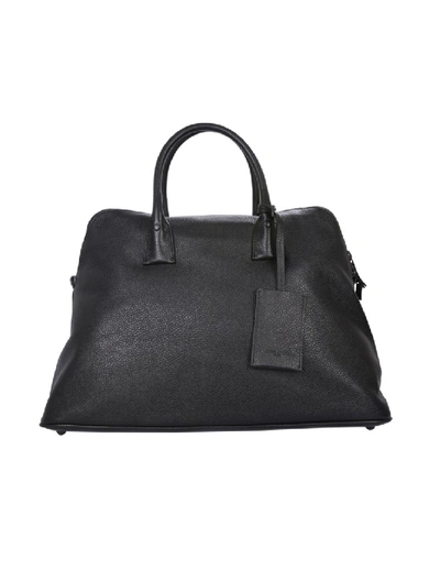 Shop Maison Margiela 5ac Black Leather Shoulder Bag