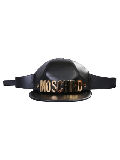 Shop Moschino Basket Cap Black Leather Pouch
