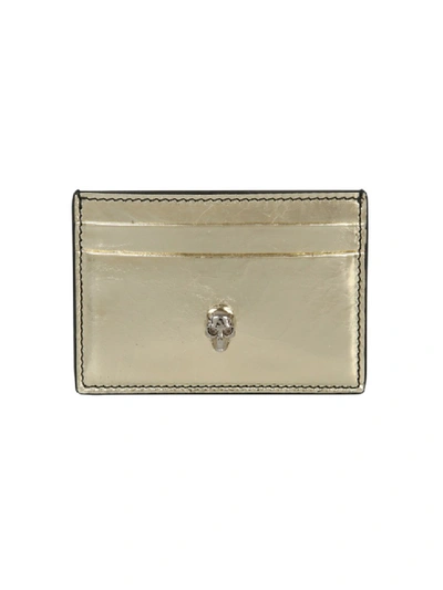 Shop Alexander Mcqueen Gold Leather Card Holder