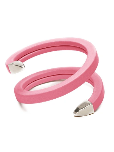 Shop Bottega Veneta Pink Leather Bracelet