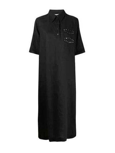 Shop Ganni Black Linen Dress